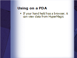 Using on a PDA